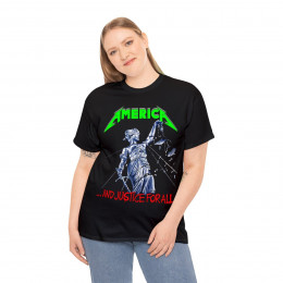 America and justice for all Metallica parody green unisex short Sleeve Tee