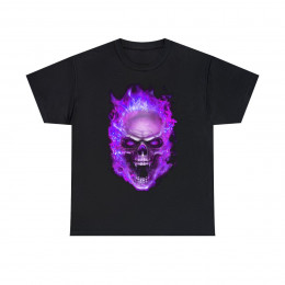 Flaming Demon Skull Purple Short Sleeve Tee