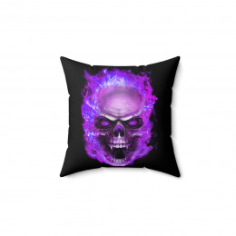 Flaming Demon Skull purple Spun Polyester Square Pillow gift